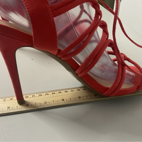 Wild Diva Pencil Heel Stiletto SZ 9 Coral Strappy Ankle Lace Sandal Women Party - Picture 9 of 10